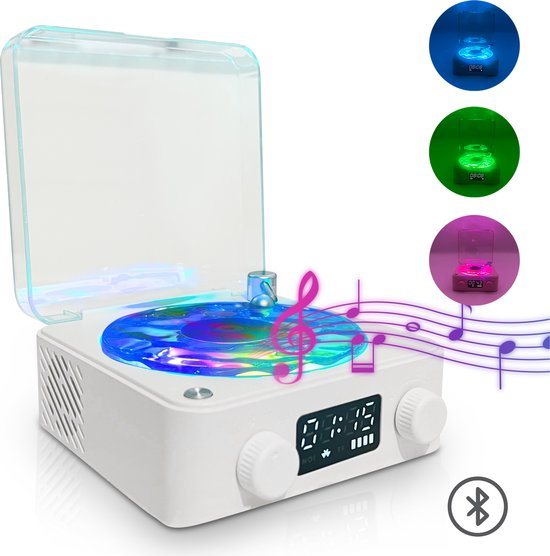 Aynlights ® Wave Vinyl-projector( Wit/blauw) - - Noorderlichtprojector - Bluetooth Speaker - White Noise - Sterrenhemel - Cadeau tip