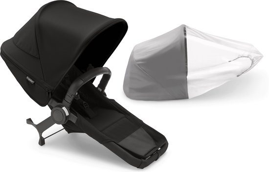 Bugaboo Donkey 5 Duo, complete uitbreidingsset, verbeterd design, omkeerbare stoel en sturen met één hand, Midnight Black