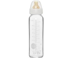 HEVEA - Glazen Drinkfles - 240ml - m/speen - 3-24 mnd - Borosilicaatglas - 100% natuurrubber