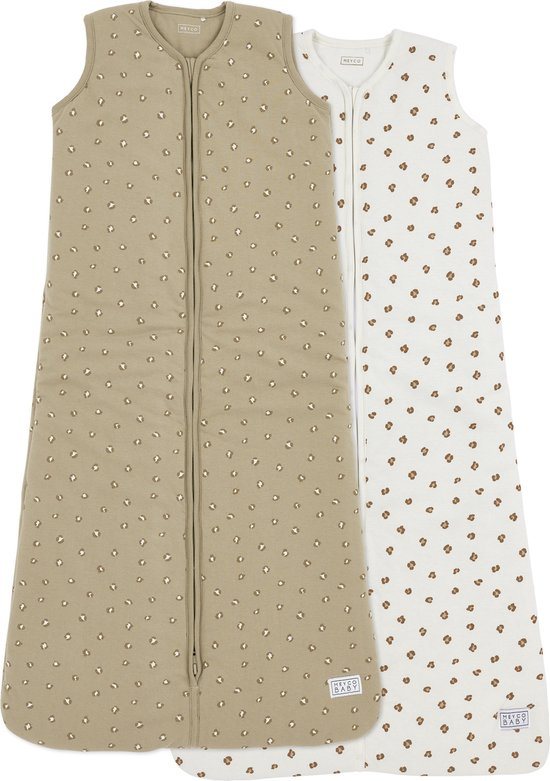 Meyco Baby Mini Panther baby slaapzak gevoerd - 2-pack - offwhite/sand - 90cm - 2.0 TOG