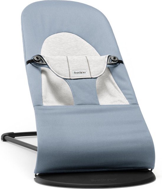 BabyBjörn Wipstoel Balance Soft - Cotton-Jersey - Blauw-Grijs - Ergonomisch - Verstelbaar - Inklapbaar