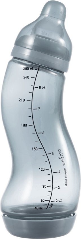 Difrax Natural S-babyfles - 250 ml - Anti Koliek - Grijs - 1 Stuk