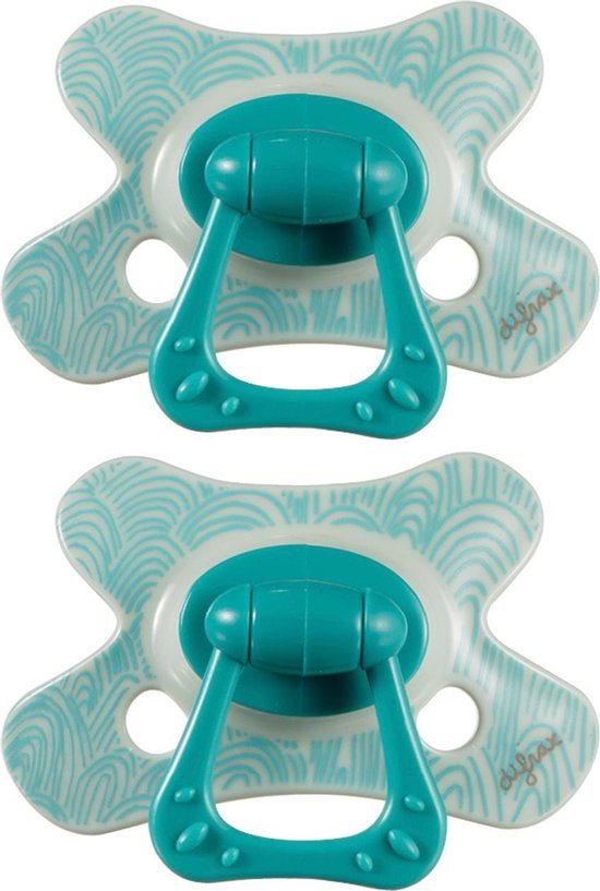 Difrax Natural Fopspeen 18+ Maanden - Turuoise - 2 Stuks, Siliconen Speen, Gemakkelijk te Accepteren