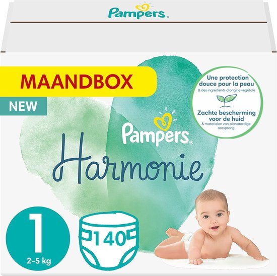 Pampers Harmonie / Pure Maat 1 (2-5 kg) 140 luiers