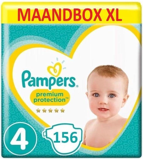 Pampers Premium Protection Maat 4 - 156 Luiers Maandbox XL