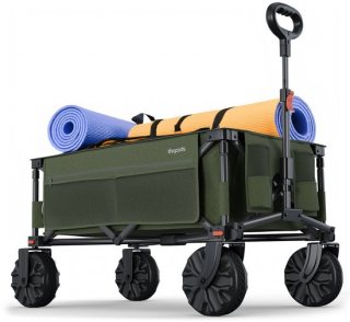 LifeGoods Bolderkar - 135L - Opvouwbaar - 100KG - Inklapbare Bolderwagen Met Afneembare Wielen - Beschermhoes - Groen