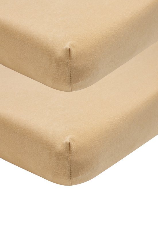 Meyco Baby Uni hoeslaken wieg - 2-pack - warm sand - 40x80/90cm