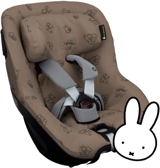 Ukje-Nijntje Autostoelhoes Geschikt voor Maxi Cosi Pearl 360 (Pro) -Maxi Cosi Hoes Groep 0-1 - Zacht Katoen - Perfecte Pasvorm - Taupe Nijntje
