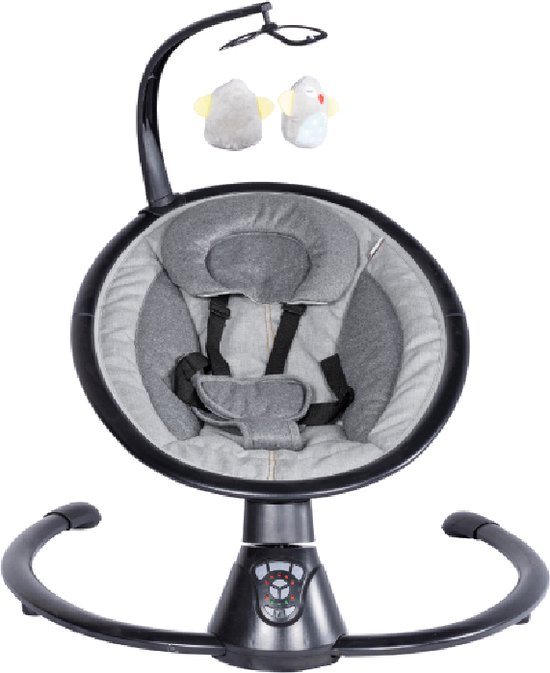 Qute Schommelstoel Q-rocker Zwart Frame Jeans Mist / Grijs