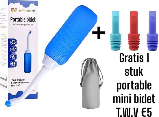 AFZstore® Bidet -draagbare bidets-fles Blauw – Waterpulse – Vaginale Douche - Mobiele Bidet – Bidet Handdouche - Zwanger – toilet accessories –Draagbaar bidet -Inhoud van 500 ml - Geschikt voor iedereen- Bidet - Toilet-valentijn cadeautje voor haar