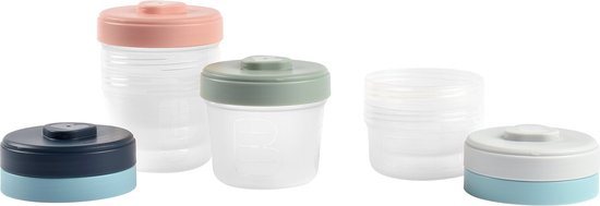 Béaba Clip Portions Set - 6 Stuks - 2x 90 ml + 4x 150 ml - Bewaarpotjes Babyvoeding - Vries-, Vaatwas- & Koelkastbestendig - BPA-vrij