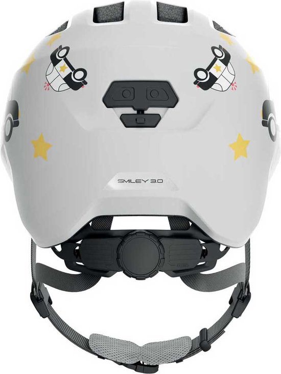 ABUS kinderhelm Smiley 3.0 - fietshelm met diepe pasvorm, kindvriendelijke ontwerpen en ruimte voor een vlecht - voor meisjes en jongens - grijs met auto-patroon, maat M