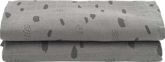 Jollein Hydrofiel Multidoek Spot 115x115cm - Storm Grey - 2 Stuks
