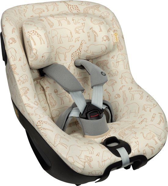 Autostoelhoes Geschikt voor Maxi Cosi Pearl 360 - Maxi Cosi Hoes Groep 0-1 - Zacht Katoen - Perfecte Pasvorm - Safari