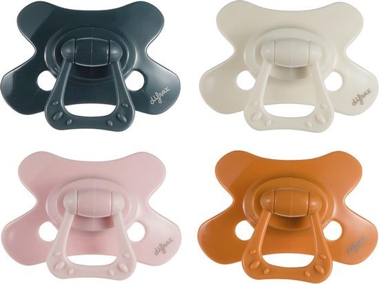Difrax Dental Fopspeen 12 tot 18 Maanden - Donkerblauw, Cremewit, Lichtroze, Oranje - 2 Stuks, Siliconen Orthodontische Speen
