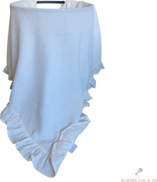 Rammelaar&Co - Hydrofiele Doek XL 2 laags - 120x120 cm - 70% Bamboe & 30% Katoen - Zacht en Soepel - Ruffle - Gebroken Wit - Inbakerdoek - Spuugdoek - Kraamcadeau - Swaddle