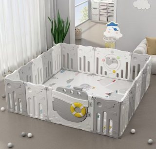 Lucellia® Grondbox Baby XXL – Inklapbare babybox 164x164x65 cm – Speelbox Met Speelmat & Zuignappen – Playpen