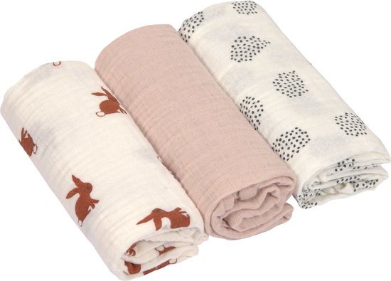 Lässig Hydrofiele luier swaddle doek Little Forest Rabbit 3 stuks 60x60 cm