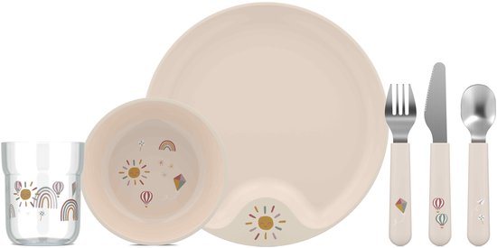 Mepal Mio kinderservies set - 6-delig - Kraamcadeau - Kinderservies - Sunshine & Rainbow