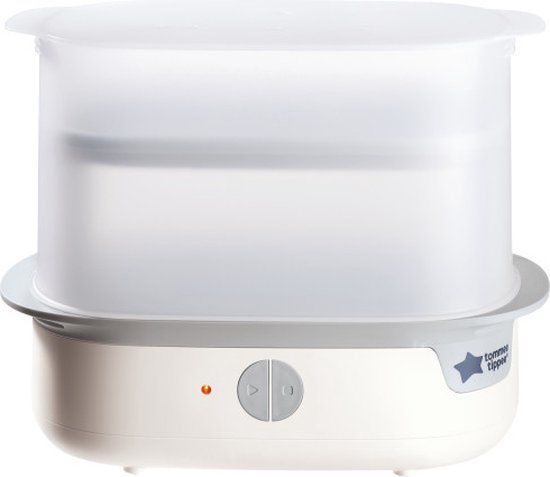 Tommee Tippee Advanced Steam elektrische sterilisator voor zuigflessen, doodt virussen* en 99,9% van de bacteriën, 5 minuten durende sterilisatiecyclus, wit
