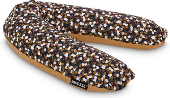 Snoozzz Voedingskussen Zijslaapkussen Lichaamskussen Premium kwaliteit - 185 cm - microparel vulling - luxe draagtas - 100% hydrofiel katoen - Blossom Camel