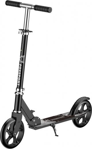 FOXSPORT Step - Draagkracht tot 100 kg - Opvouwbaar Step voor Kinderen/Volwassenen - voor Jongens en Meisjes - Drie instelbare hoogte-opties - PU-wielen van 20 cm - Step volwassenen met schokabsorptie - Zwart