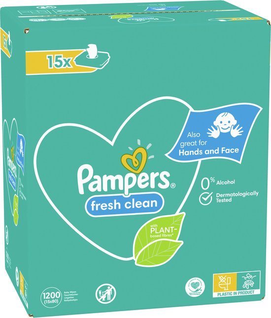 Pampers Fresh Clean Billendoekjes - 60 verpakkingen - 4800 doekjes