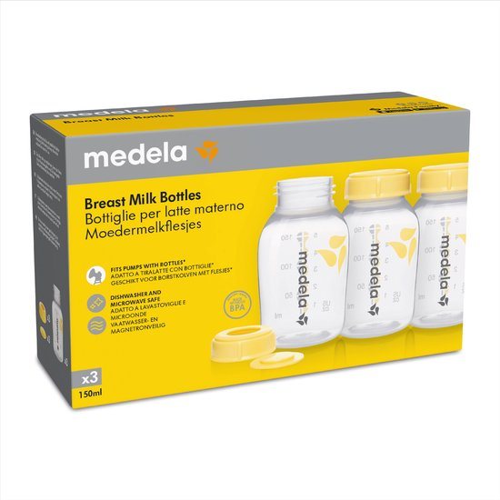 Medela flesjes voor het bewaren van moedermelk | BPA-vrij | Verpakking van 3x 150 ml