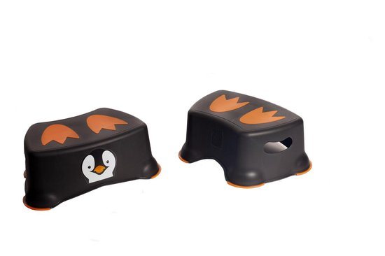 My Carry Potty my step stool opstapje voor kinderen - wit - zwart- oranje - pinguin
