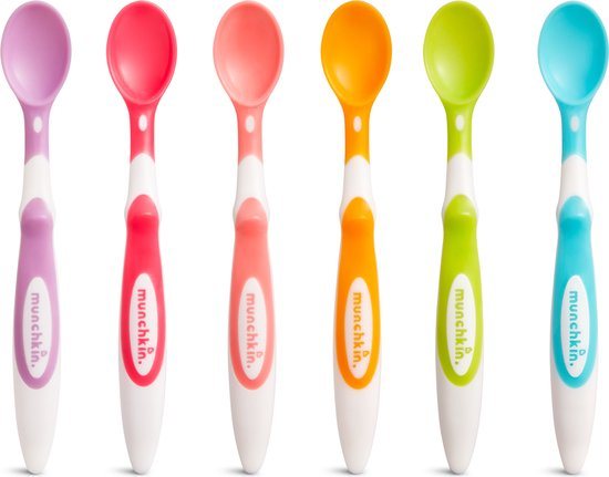Munchkin kinderbestek Set van 6 lepels - Soft Spoons 6 Baby - Kinder Lepeltjes - Zachte Tuit - Baby Bestek - Per 6 Stuks - Vanaf 3 Maanden