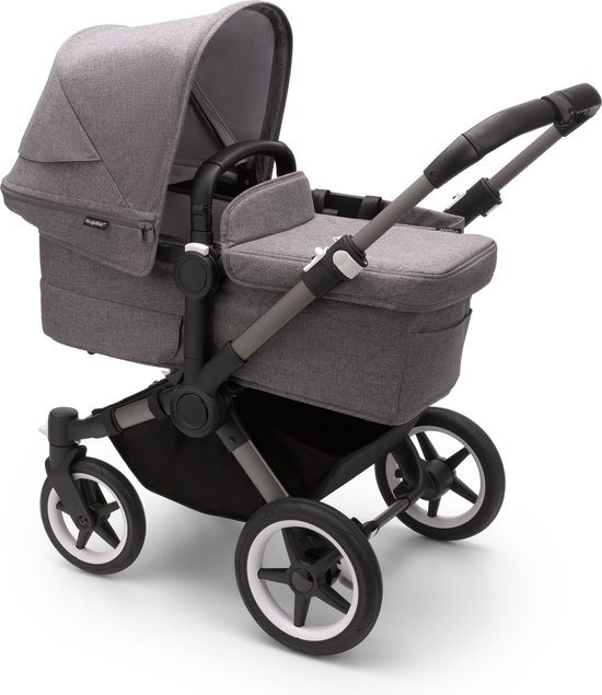 Bugaboo Donkey 5 Mono, om te toveren tot duokinderwagen waarin je kindjes naast elkaar zitten, Graphite/Grey Melange