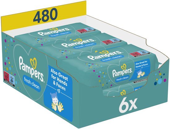 Pampers Fresh Clean Babydoekjes 6 Verpakkingen = 480 Doekjes