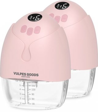 Vulpes Goods® BabyCare - Handsfree Borstkolf - Elektrische Draadloze Borstkolf - Draagbaar – Dubbele elektrische handsfree Kolf - 2 Stuks - Incl. 60 Moedermelkbewaarzakjes, Borstvoeding informatie, Reistas & Borstschildverkleiners - MAX versie