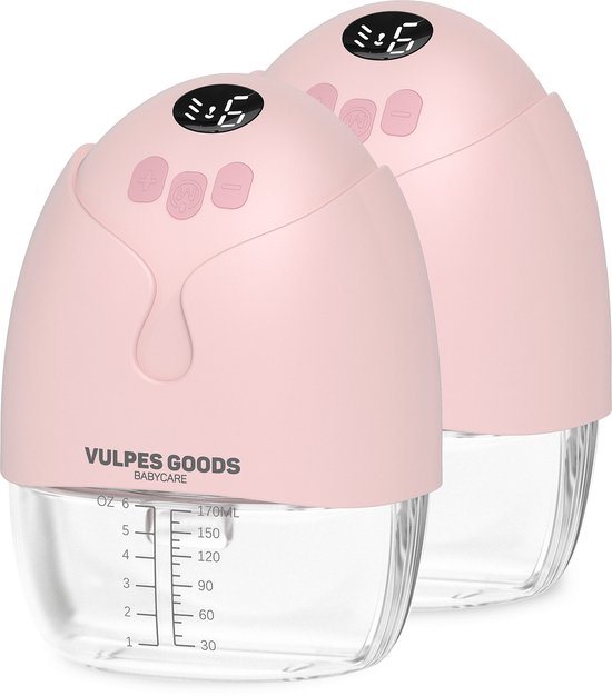 Vulpes Goods® BabyCare - Handsfree Borstkolf - Elektrische Draadloze Borstkolf - Draagbaar – Dubbele elektrische handsfree Kolf - 2 Stuks - Incl. 60 Moedermelkbewaarzakjes, Borstvoeding informatie, Reistas & Borstschildverkleiners - MAX versie
