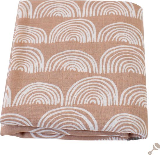 Rammelaar&Co - Hydrofiele Doek XL - 120x120 cm - 70% Bamboe & 30% Katoen - Zacht en Soepel - Regenboog Patroon - Inbakerdoek - Spuugdoek - Kraamcadeau – Inbakeren