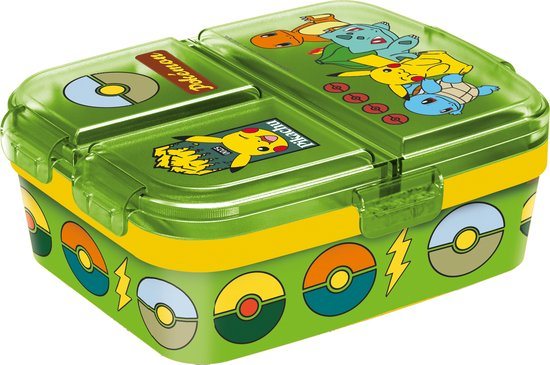 Pokémon Kinderlunchbox Green Forest – Broodtrommel met 4 vakken voor kinderen vanaf 4 jaar - Vaatwasserbestendig & BPA-vrij - Lichtgroen
