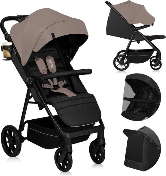 Lionelo Mira Kinderwagen - Wandelwagen - Voor Kinderen tot 22 kg - Voorwielen 360° - Verstelbare Rugleuning & Handgreep - Waterdichte XXL Luifel met UPF50+ - 5-Puntsgordel - Grote Off-Road Wielen - Volledige Schokdemping - Compact Opvouwbaar