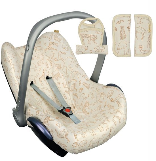 Maxi Cosi hoes Pebble Cabriofix Citi - Autostoelhoes Groep 0 - Zacht Katoen - Met Waterdichte Voering ter Bescherming van je Autostoel - Perfecte Pasvorm - Combineer met de Bijpassende Ukje Zonnekap Voetenzak en Gordelbeschermer - Safari