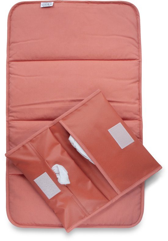 KipKep Napper Combi Verschonings-set - Sienna - verschoonmatje en luier-etuitje - rPET - wasbaar - gecoat - roze rood