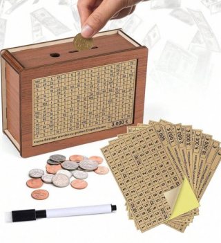 Houten Spaarpot voor Volwassenen en Kinderen - Helpt bij het Ontwikkelen van de Spaargewoonte (€5000)