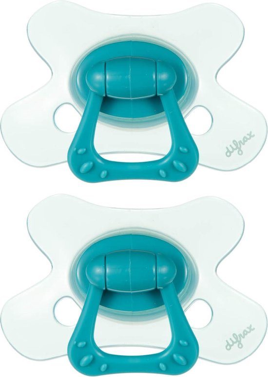 Difrax Natural Fopspeen 12+ Maanden - Turquoise - 2 Stuks, Siliconen Speen, Gemakkelijk te Accepteren