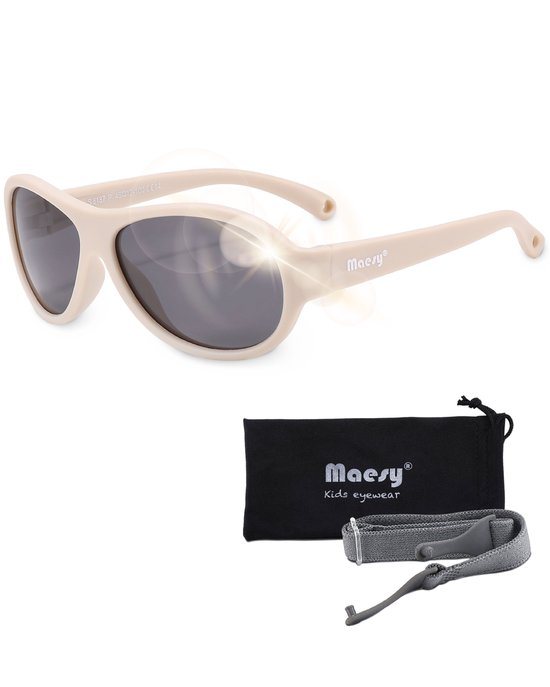 Maesy Baby Zonnebril Joya - 0 t/m 2 Jaar - Elastiek - Flexibel - UV400 Bescherming - Zonnebril Kind - Beige Ecru