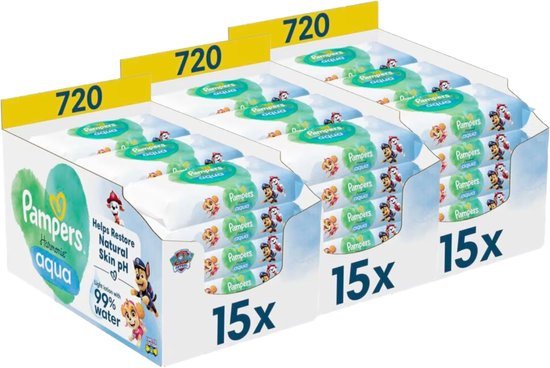 Pampers - Harmonie Aqua - Billendoekjes - Paw Patrol - 45 x 48 stuks (2160 doekjes)