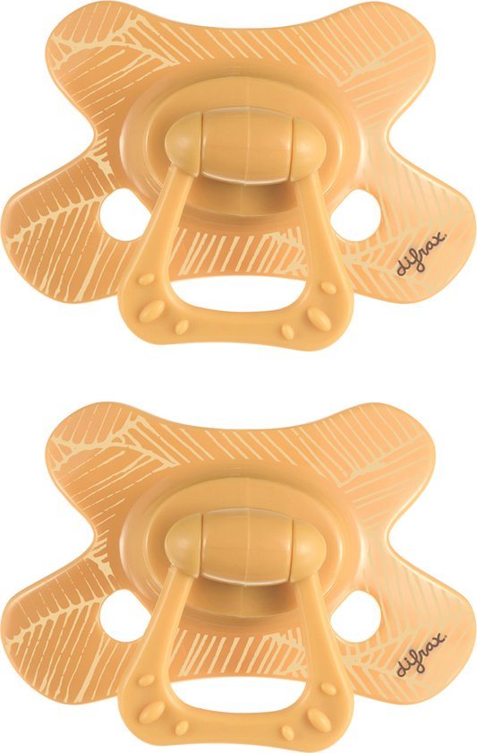 Difrax Natural Fopspeen - 12 tot 18 Maanden - Gele - 2 Stuks