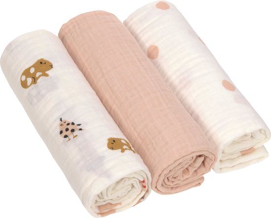 Lässig Swaddle & Burp Doeken - Little Mateys - Spicy Orange/Blue - 85 x 85 cm - 3-Pack