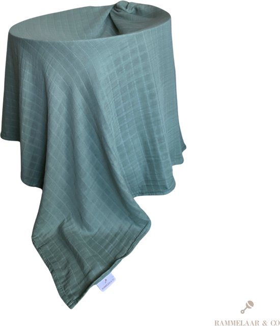 Rammelaar&Co - Hydrofiele Doek XL - 120x120 cm - 70% Bamboe & 30% Katoen - Zacht en Soepel - Groen Patroon - Inbakerdoek - Spuugdoek - Kraamcadeau – Inbakeren
