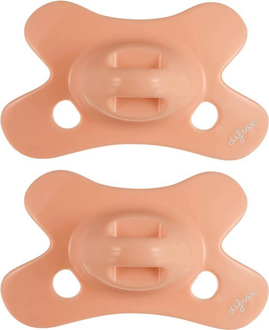 Difrax Natural Fopspeen - 0 tot 6 Maanden - Perzik & Roze - 2 Stuks