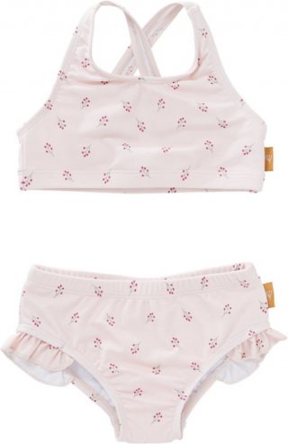 Fresk UV Bikini voor Meisjes - 86/92 - Zwemkleding met UV-bescherming UPF 50 - Sneldrogend - Tweedelig Zwempak - Bikiniset met Ruches - Beige - Berries