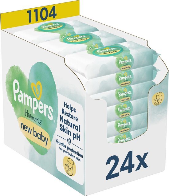 Pampers Harmonie New Baby Doekjes - 24 Verpakkingen = 1104 Babydoekjes