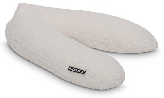 Snoozzz Voedingskussen Premium Kwaliteit - 185 cm – Microparel Vulling – Luxe Draagtas – Wasbare Hoes - Bouclé Bliss